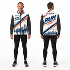 Custom Name Racing Stripe Borough Style Sleeveless Running Puffer Jacket
