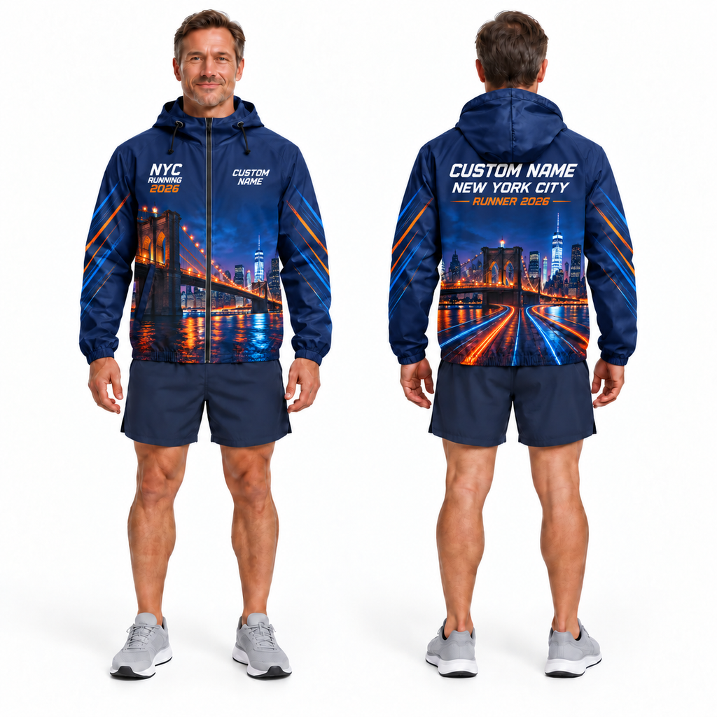 Custom Name Brooklyn Bridge Night Run Running Windbreaker Jacket