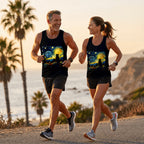 Cat Running Tank Top Starry Night Cat Running Singlet for Men and Women