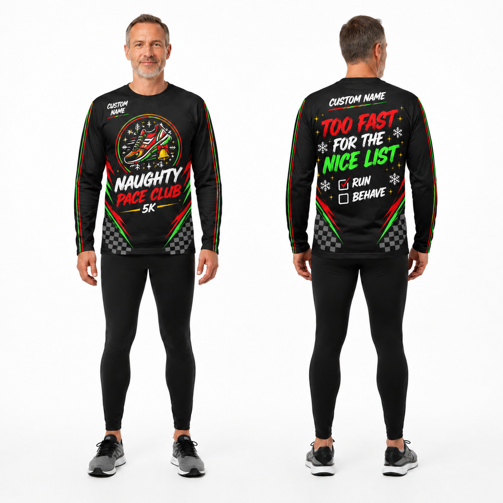 Custom Name Naughty Pace Club Running Long Sleeve Shirt