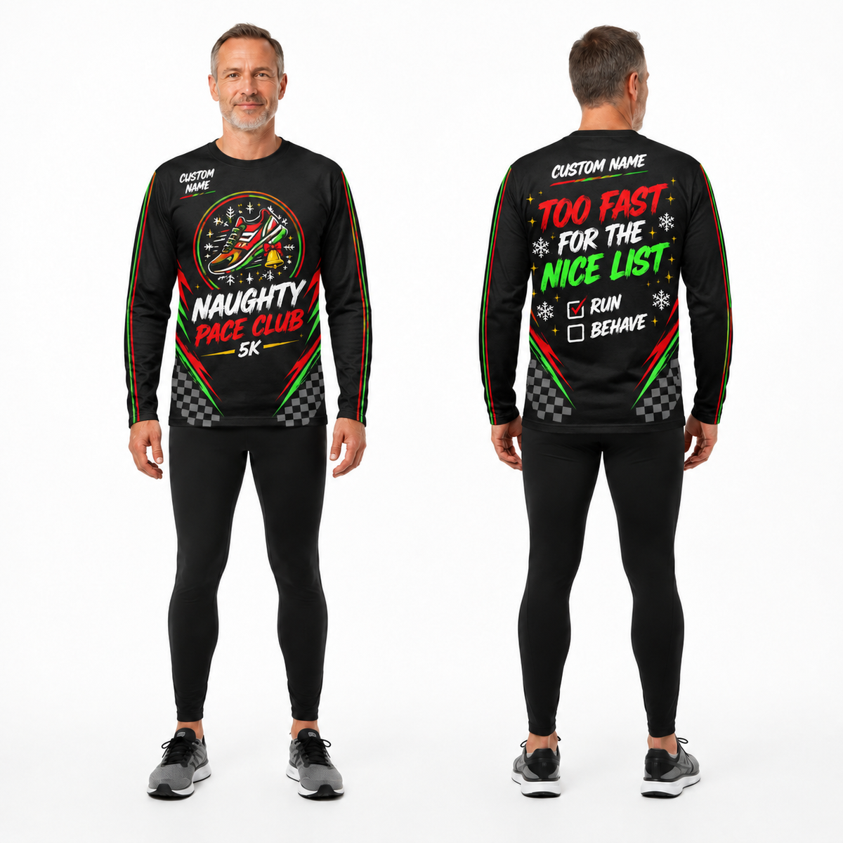 Custom Name Naughty Pace Club Running Long Sleeve Shirt