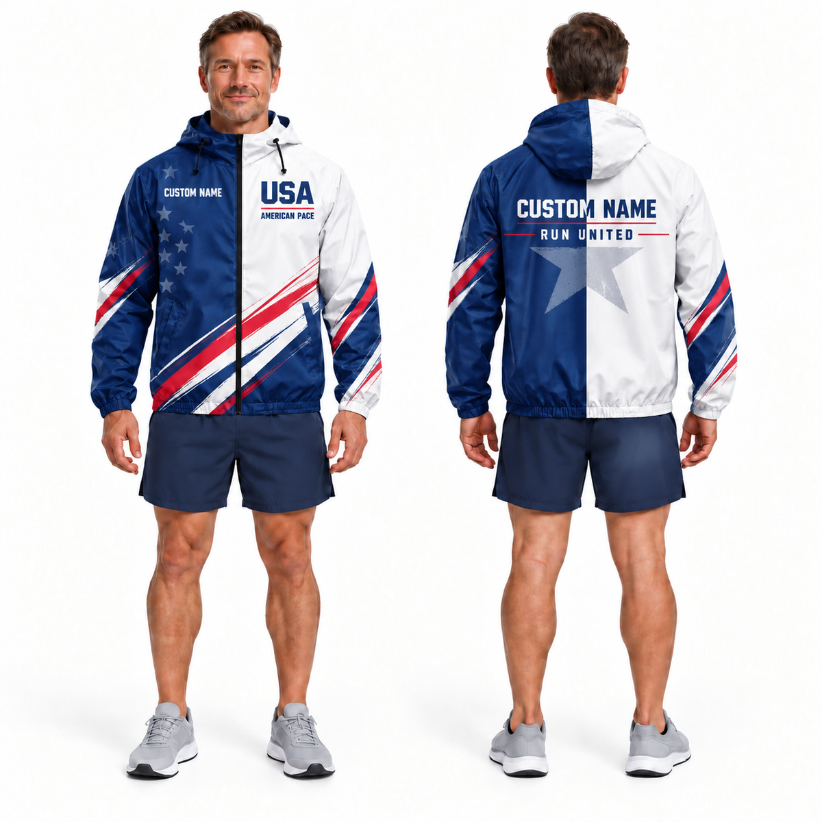 Custom Name American Pace Jacket Running Windbreaker Jacket