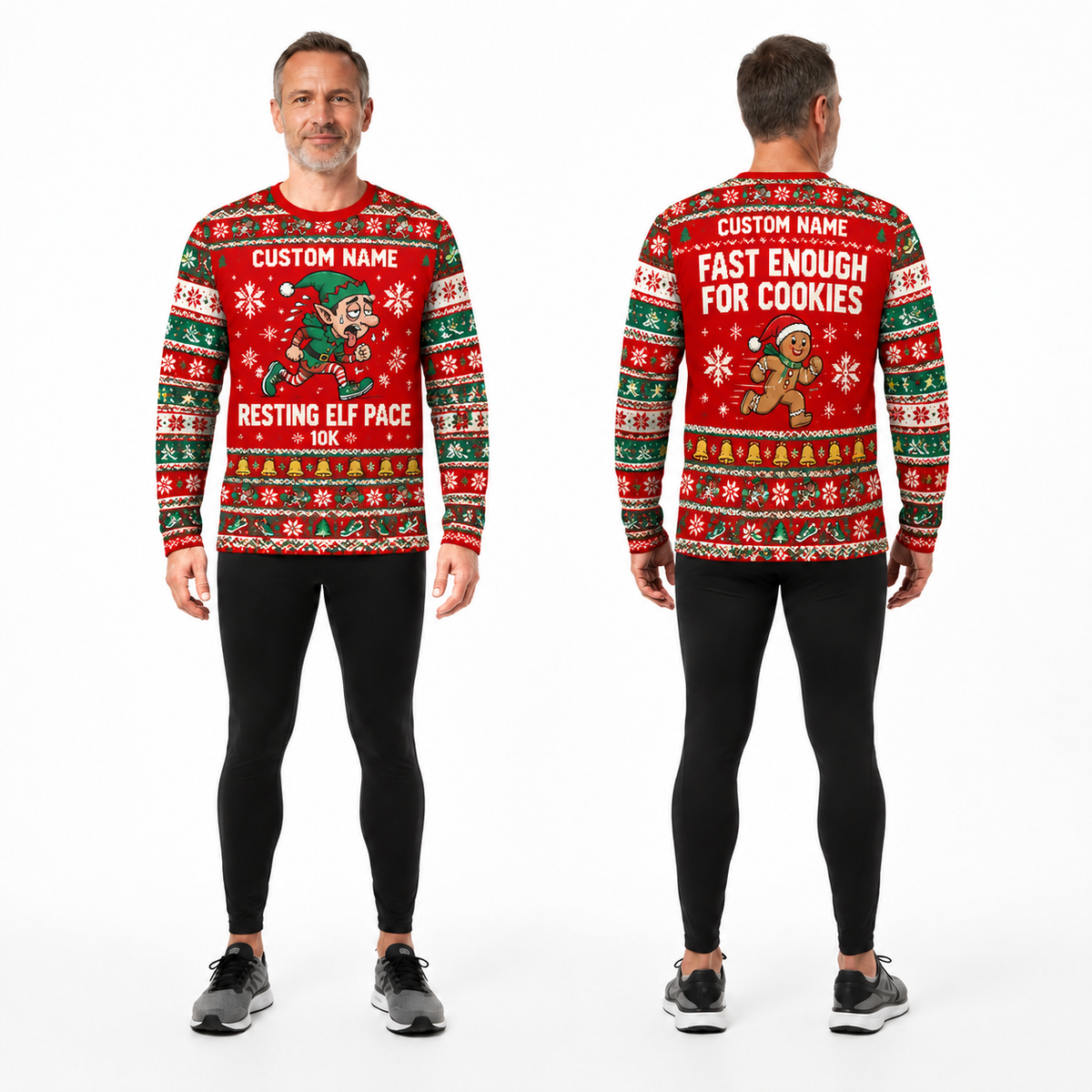 Custom Name Resting Elf Pace Running Long Sleeve Shirt