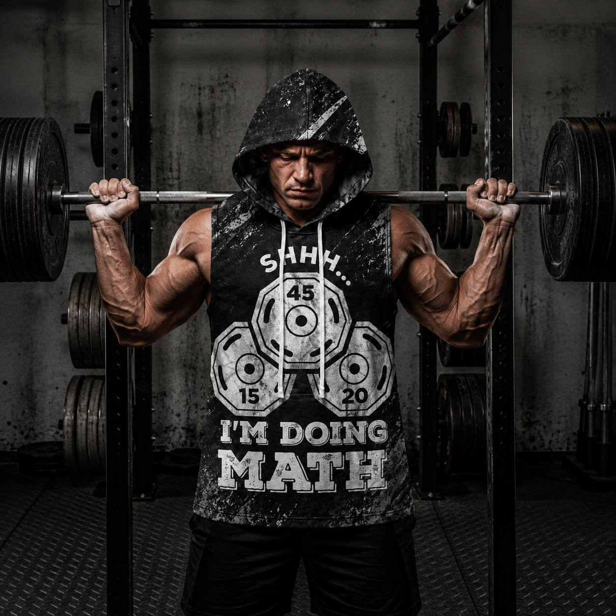 Shhhh I'm Doing Math Men's Workout Hooded Tank Top
