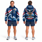 Custom Name Coast Guard Eagle Ocean Veteran Running Windbreaker Jacket