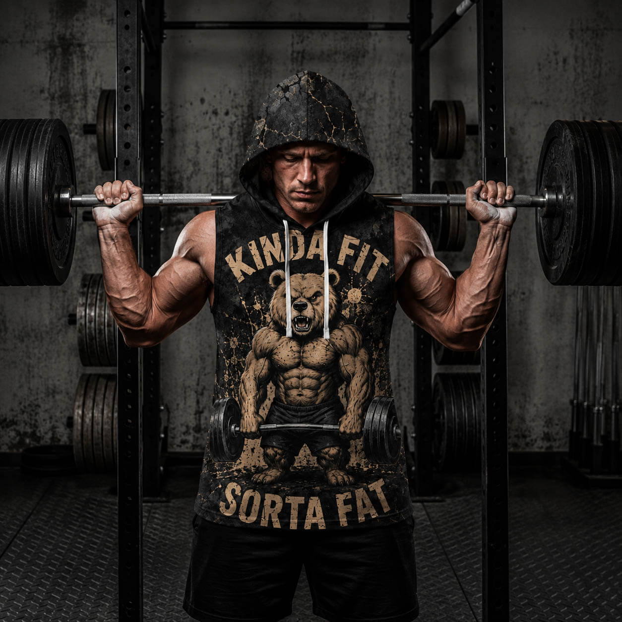 Kinda Fit Softa Fat Men's Workout Hooded Tank Top