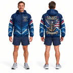 Custom Name Navy Anchor Veteran Running Windbreaker Jacket