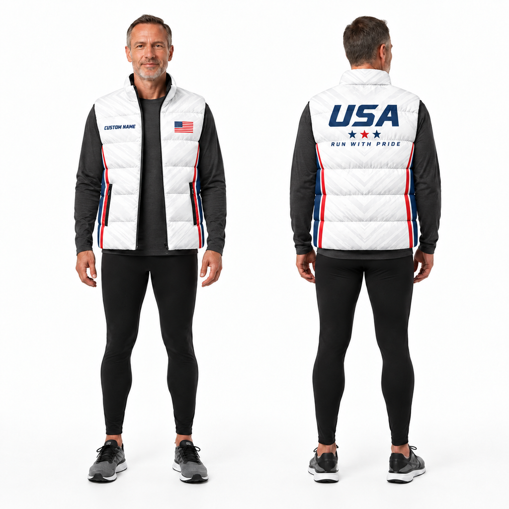 White American Heritage Sleeveless Running Puffer Jacket