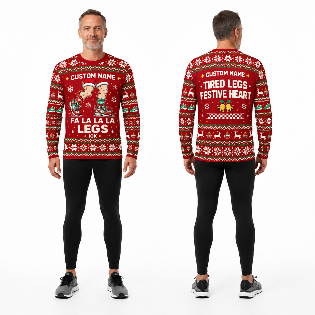Custom Name Fa La La La Legs Running Long Sleeve Shirt