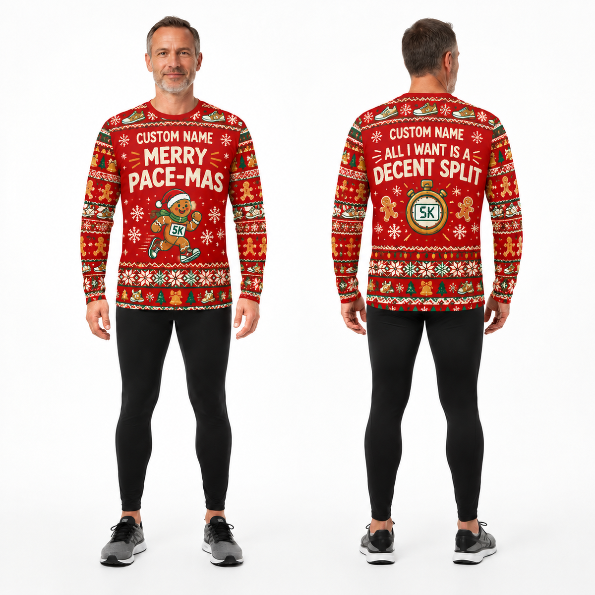 Custom Name Merry Pace-mas Running Long Sleeve Shirt