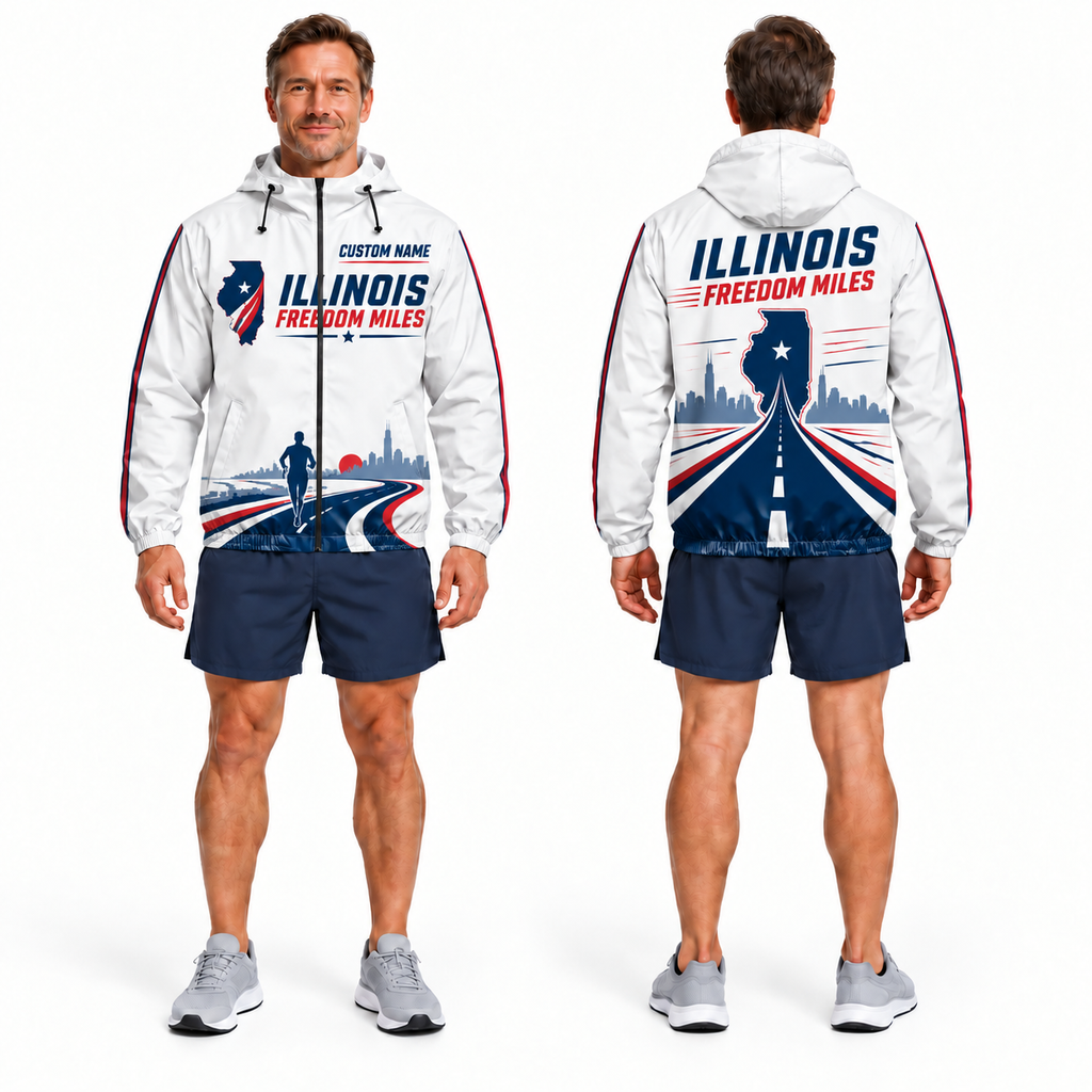 Custom Name Illinois Freedom Miles Illinois Running Windbreaker Jacket