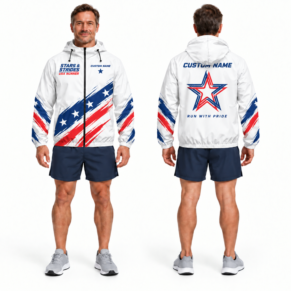 Custom Name Stars & Strides Jacket Running Windbreaker Jacket