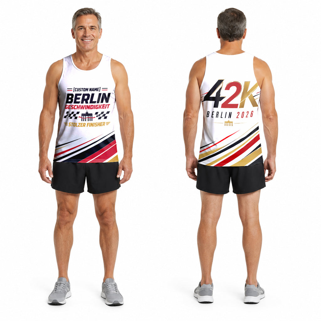 Minimalistische Streifen Berlin Wettkampftag Lauf-Tanktop