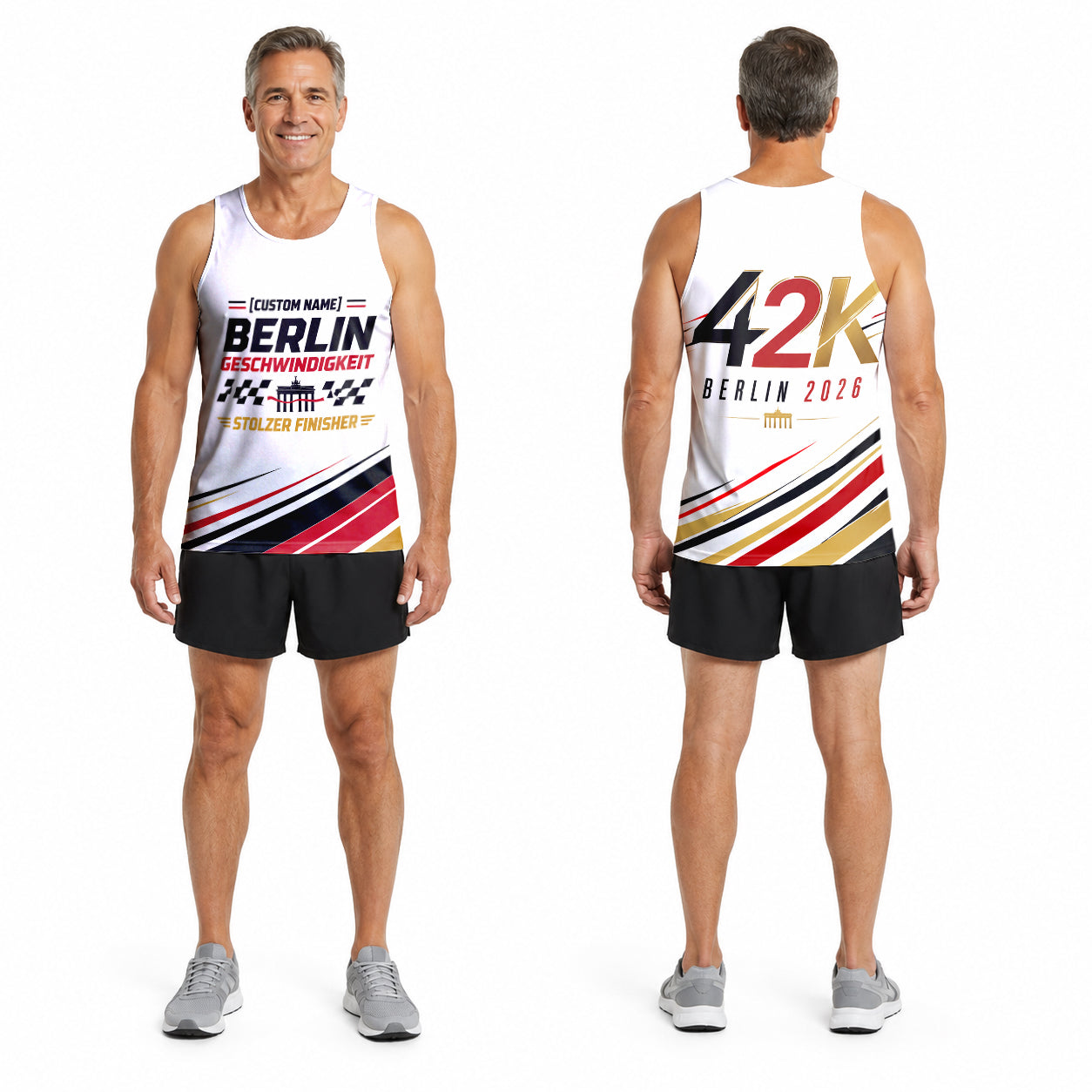 Minimalistische Streifen Berlin Wettkampftag Lauf-Tanktop