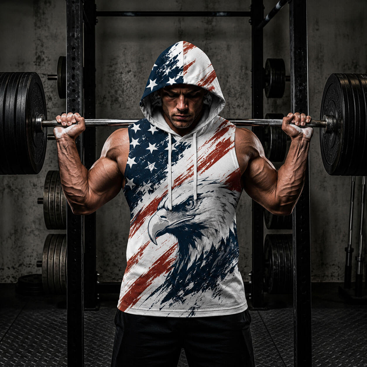 Strong Body Strong Nation Men's Workout Hooded Tank Top