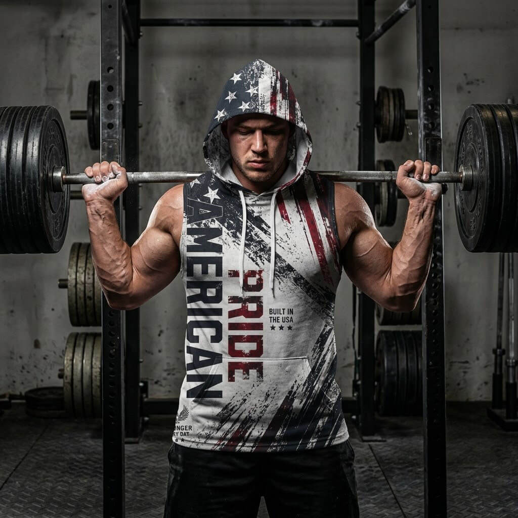 American Pride Men's Workout Hooded Tank Top
