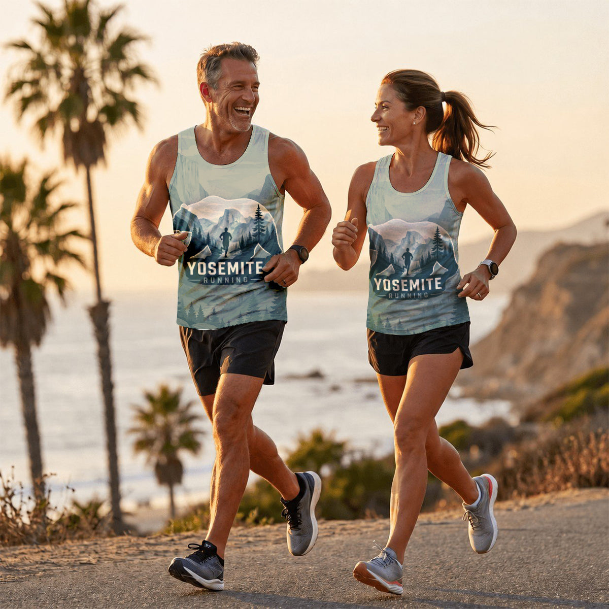 Bear Silhouette Landscape California State Running Tank Top