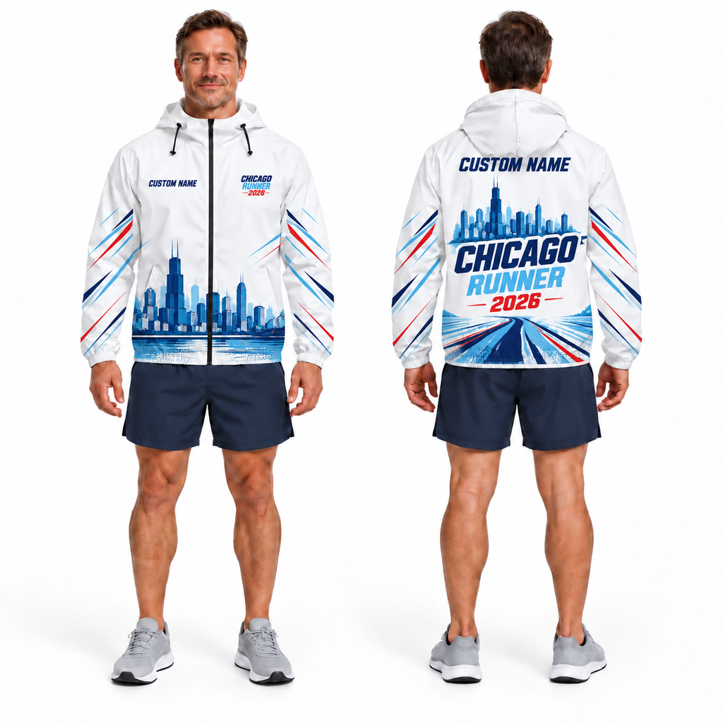 Custom Name Chicago Skyline Velocity Running Windbreaker Jacket