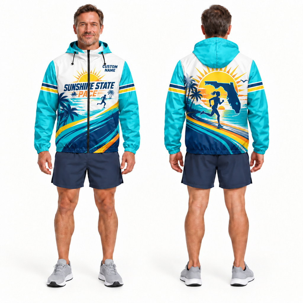Custom Name Sunshine State Pace Florida Running Windbreaker Jacket