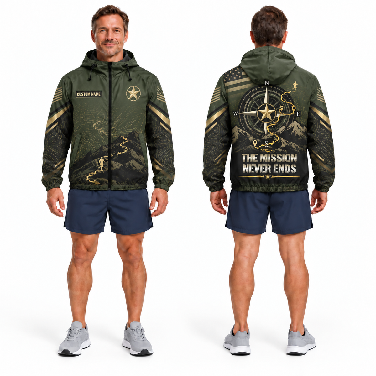 Custom Name Army Mission Never Ends Running Windbreaker Jacket