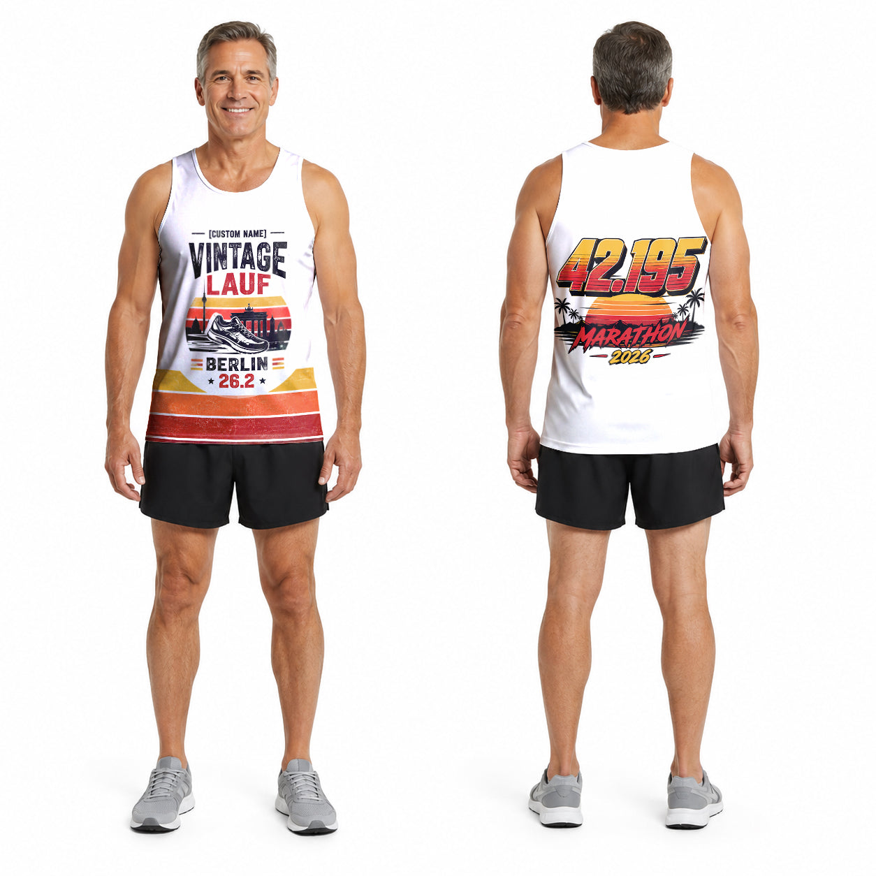 Retro Sonnenuntergang Berlin Wettkampftag Lauf-Tanktop
