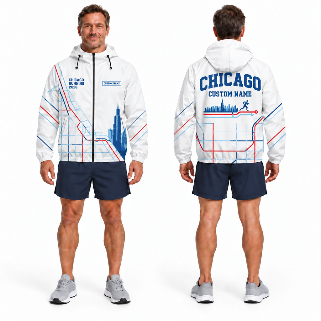 Custom Name Chicago Grid Runner Running Windbreaker Jacket