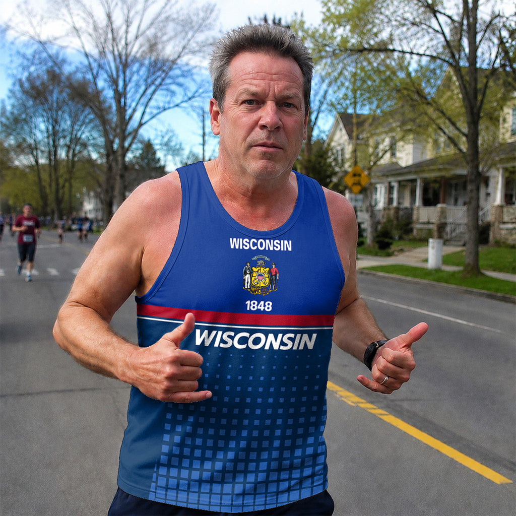 Patriotic Tech Running Tank Top - Wisconsin State Pride Running Singlet