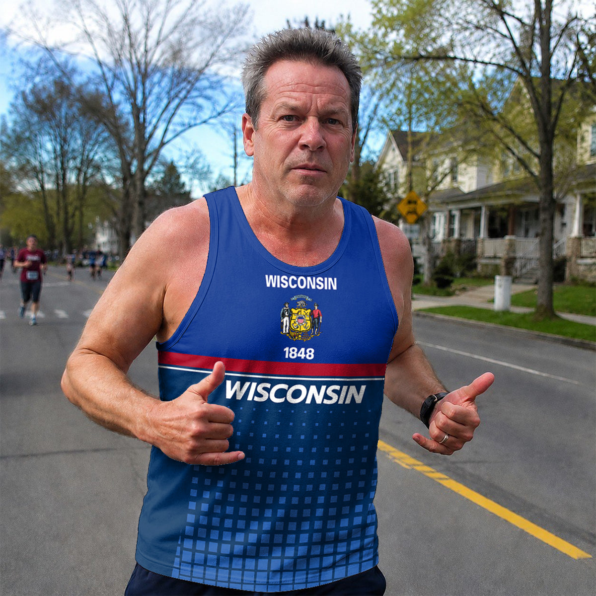 Patriotic Tech Running Tank Top - Wisconsin State Pride Running Singlet