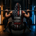 Strong Blessed American Men's Workout Hooded Tank Top