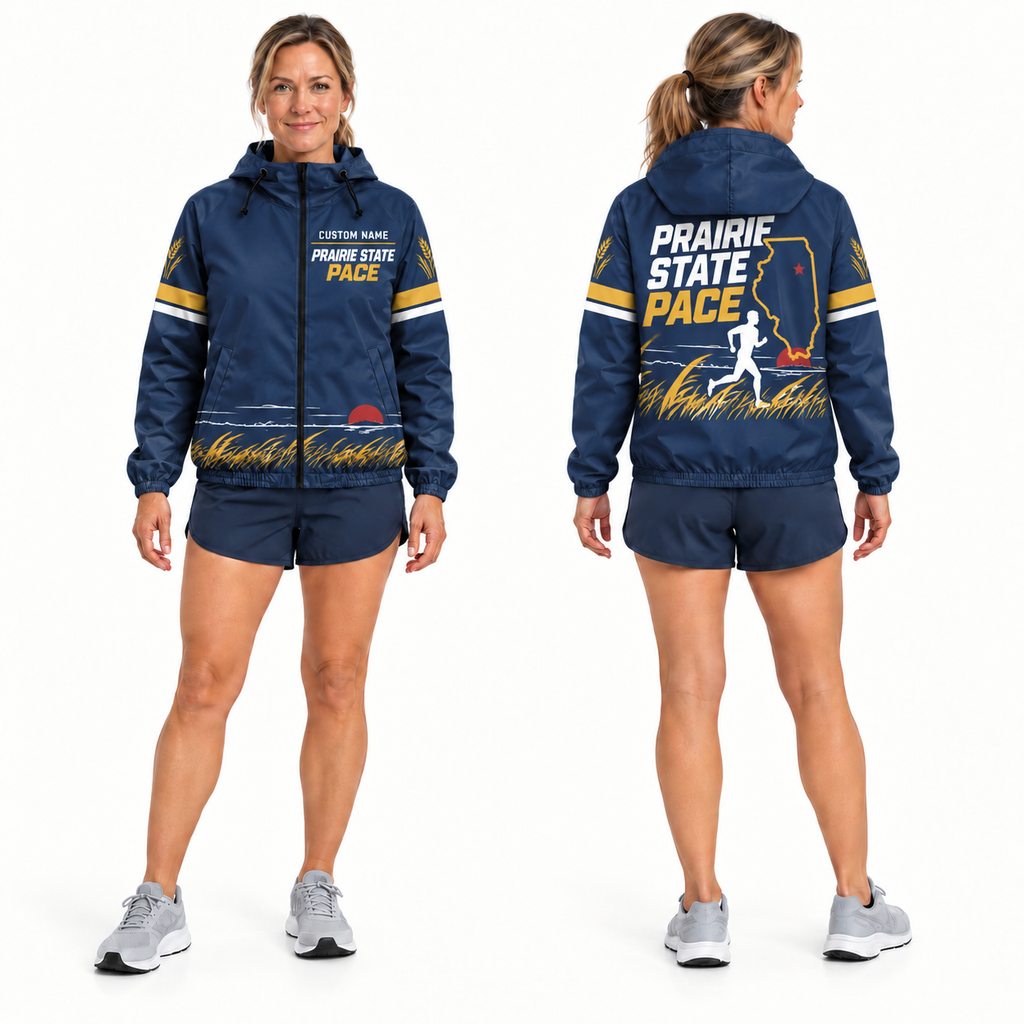 Custom Name Prairie State Pace Illinois Running Windbreaker Jacket
