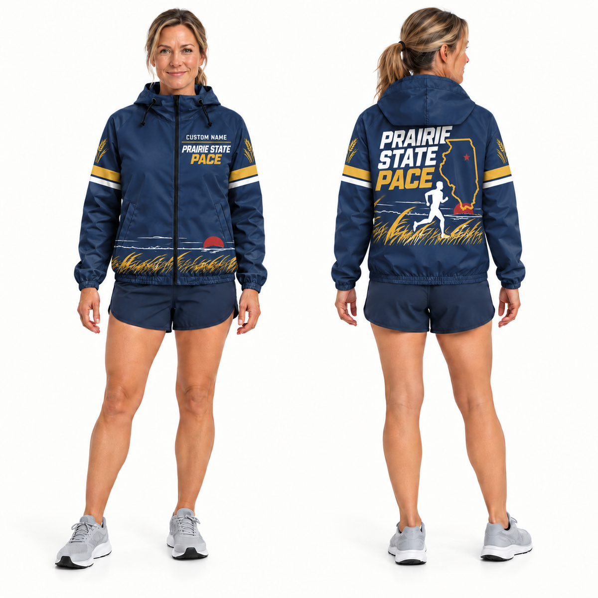 Custom Name Prairie State Pace Illinois Running Windbreaker Jacket