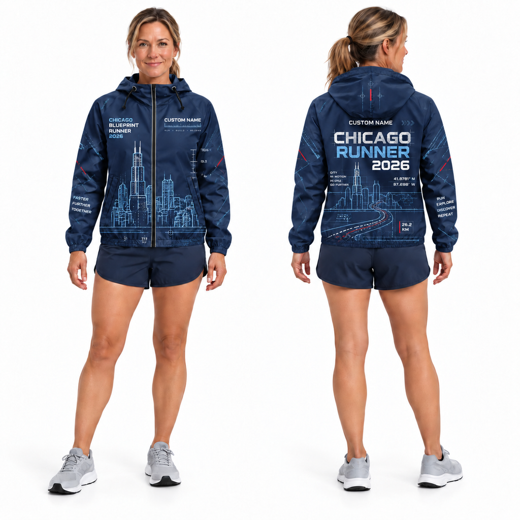 Custom Name Chicago Blueprint Runner Running Windbreaker Jacket