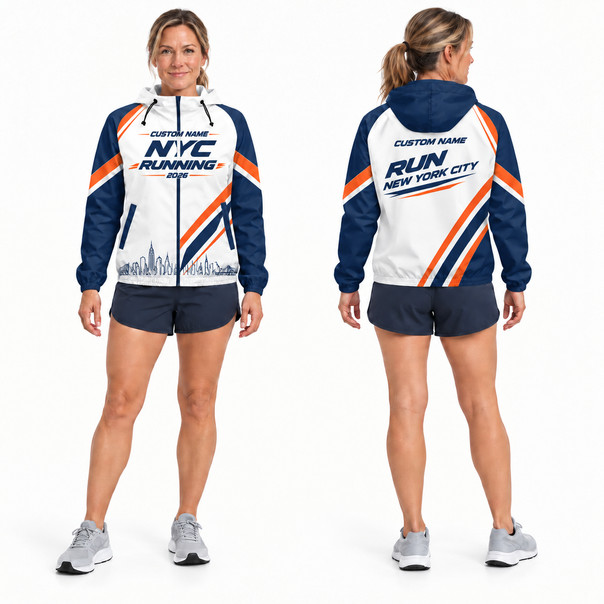 Custom Name NYC Racing Stripes Running Windbreaker Jacket