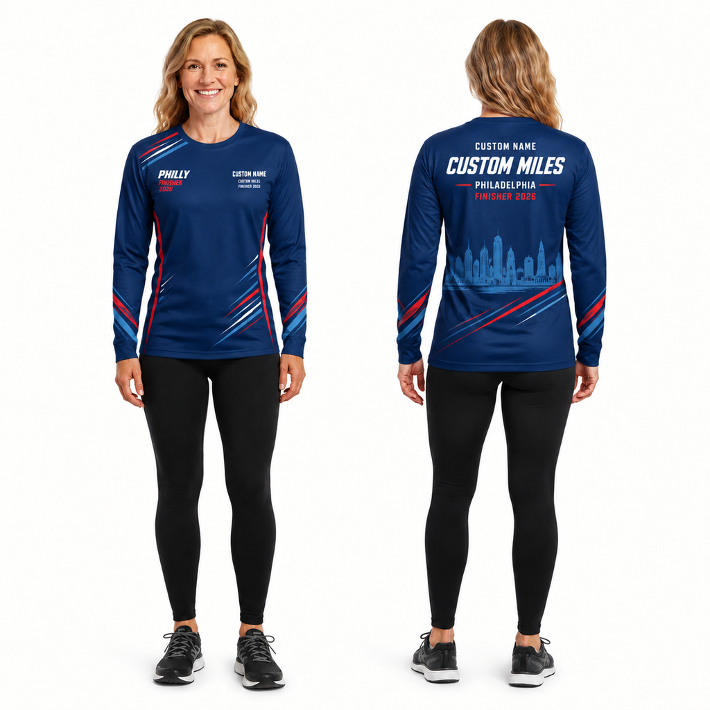 Custom Name Philly Finisher Racing 2026 Running Long Sleeve Shirt
