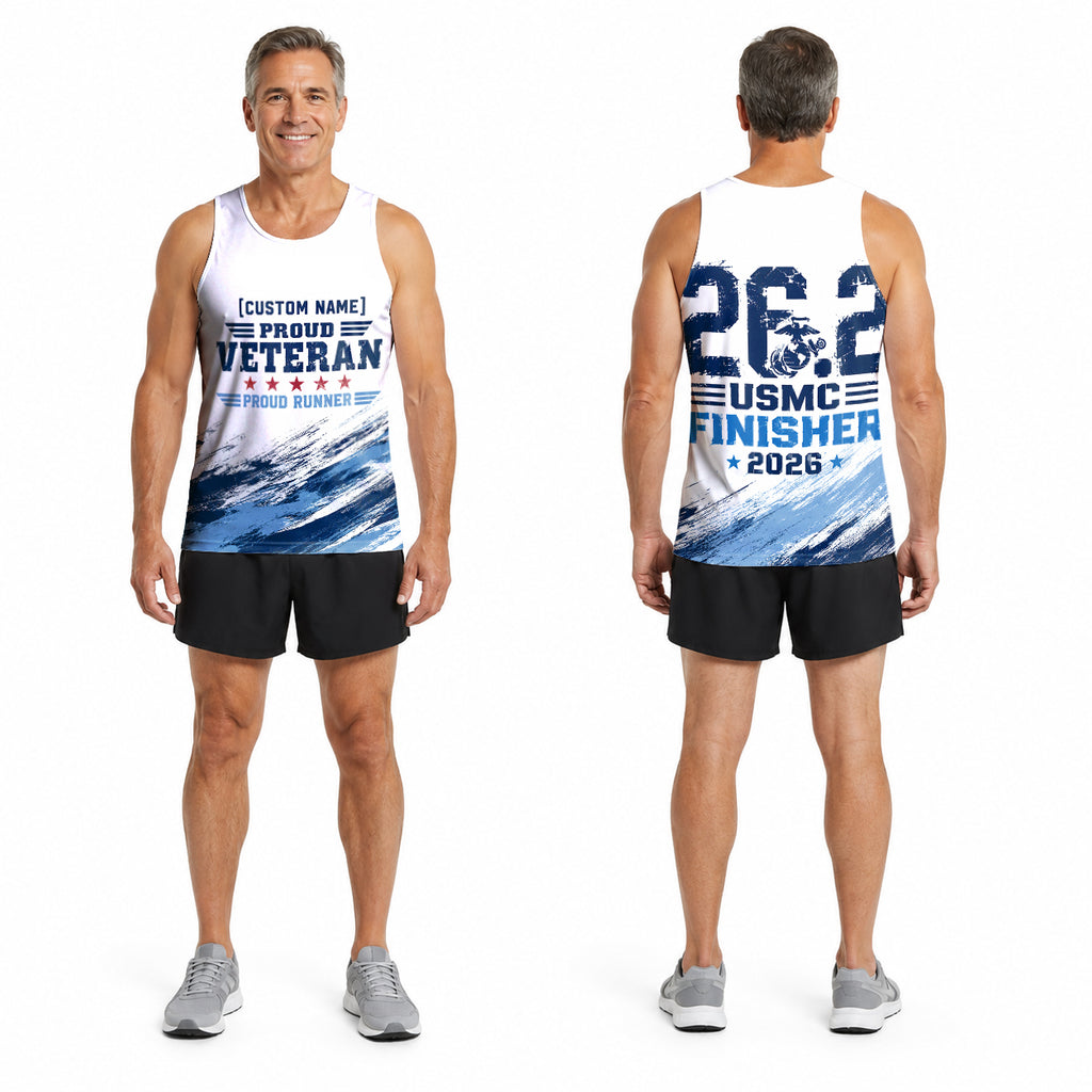 Proud Veteran Proud Runner The Marine Corp Race Day Running Tank Top