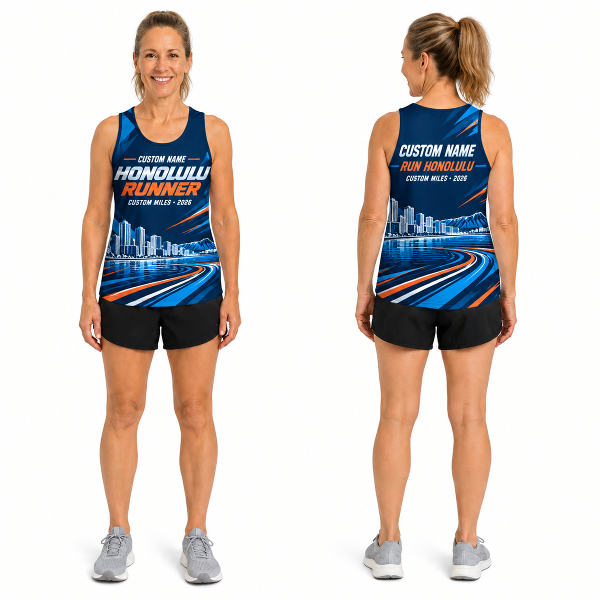 Custom Name Miles Honolulu Skyline Runner Running Tank Top