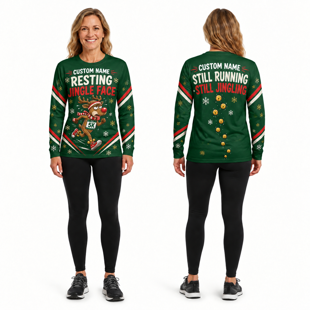 Custom Name Resting Jingle Face Running Long Sleeve Shirt