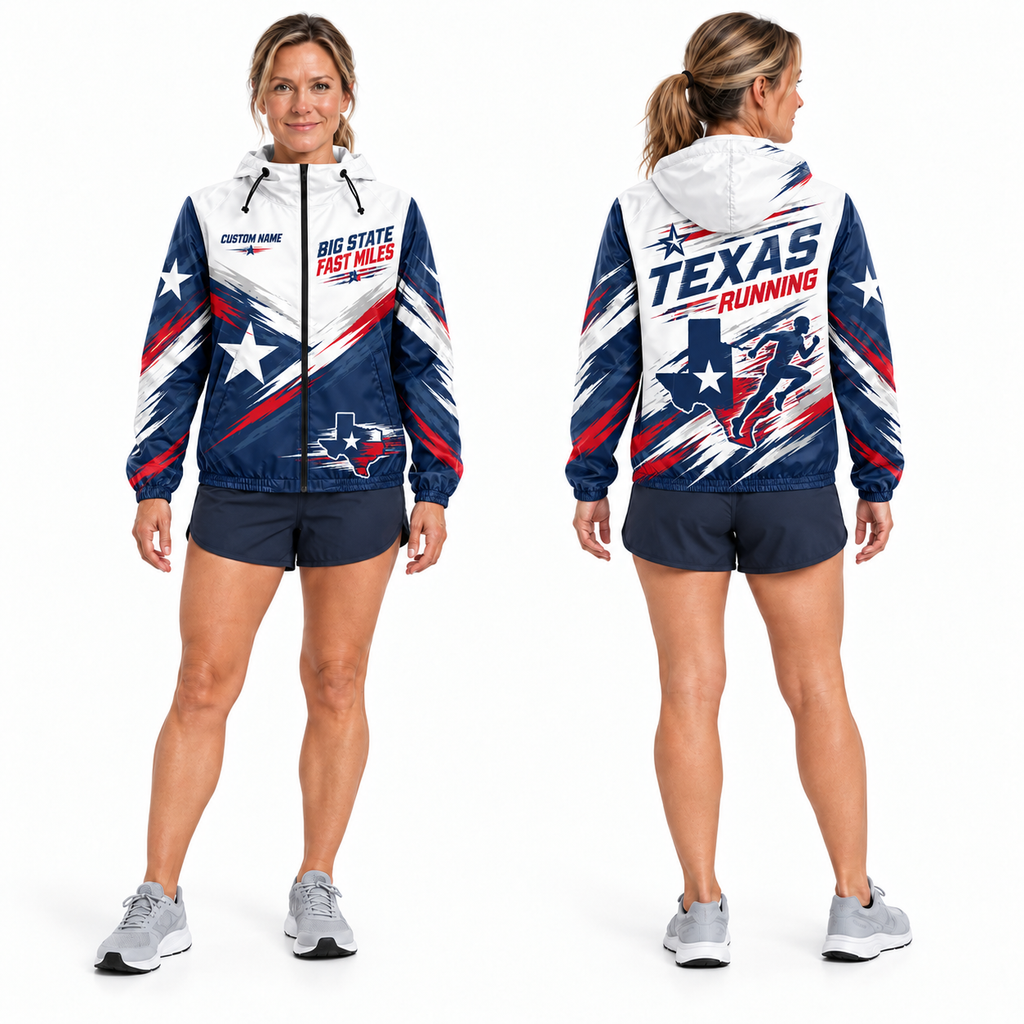 Custom Name Big State Fast Miles Running Windbreaker Jacket