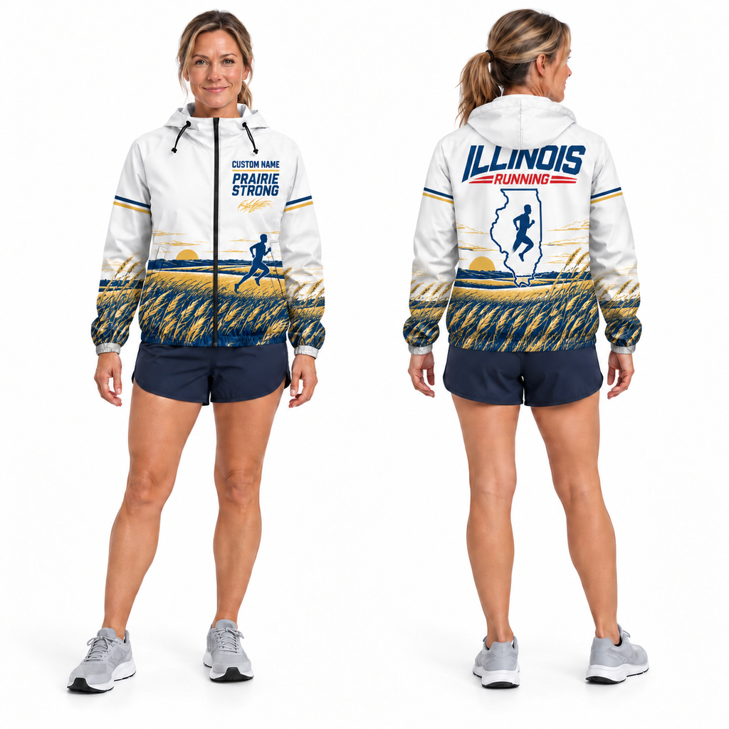 Custom Name Illinois Prairie Strong Illinois Running Windbreaker Jacket