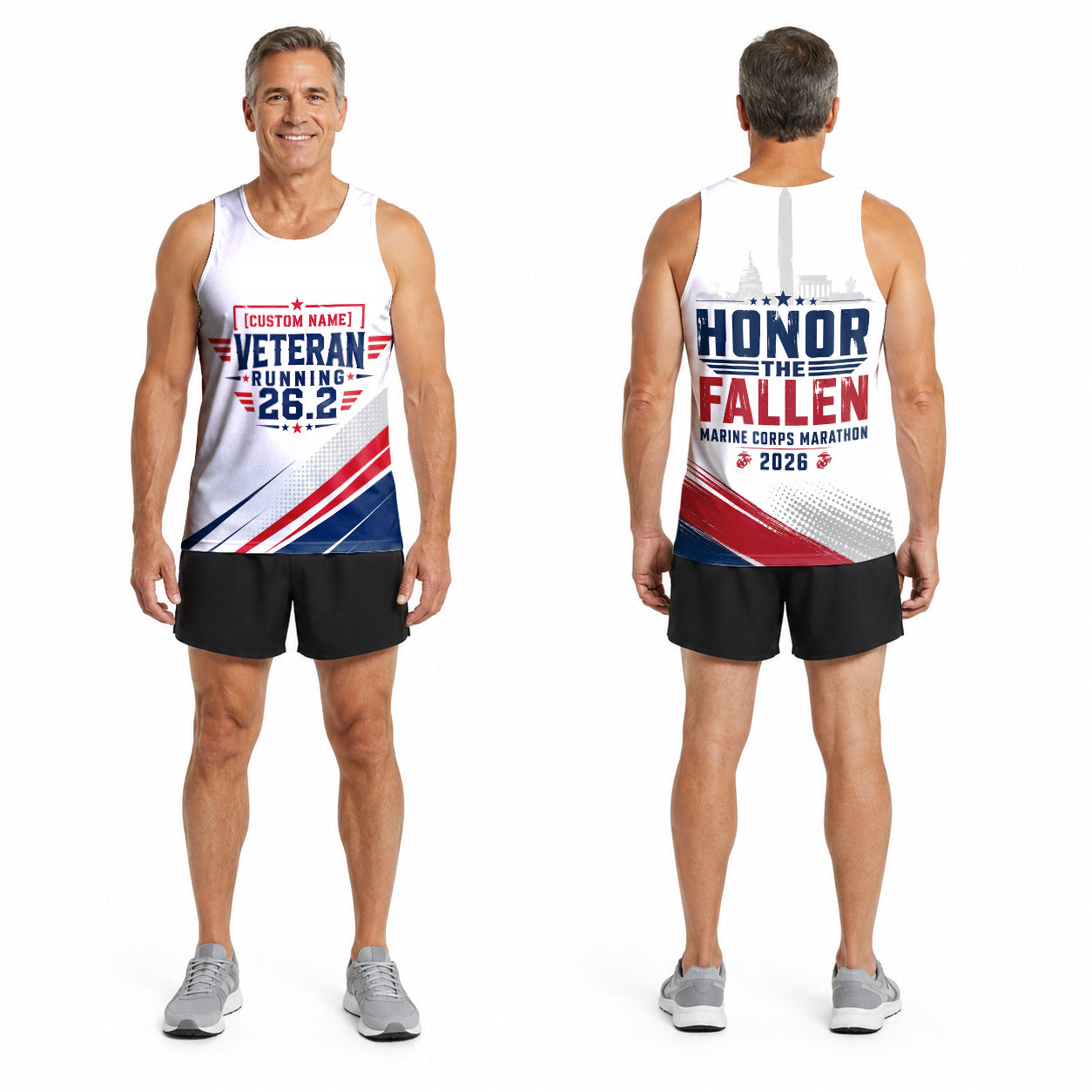 Veteran Running 26.2 The Marine Corp Race Day Running Tank Top