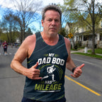Funny Dad Running Tank Top My Dad Bod Has Mileage Tech Singlet