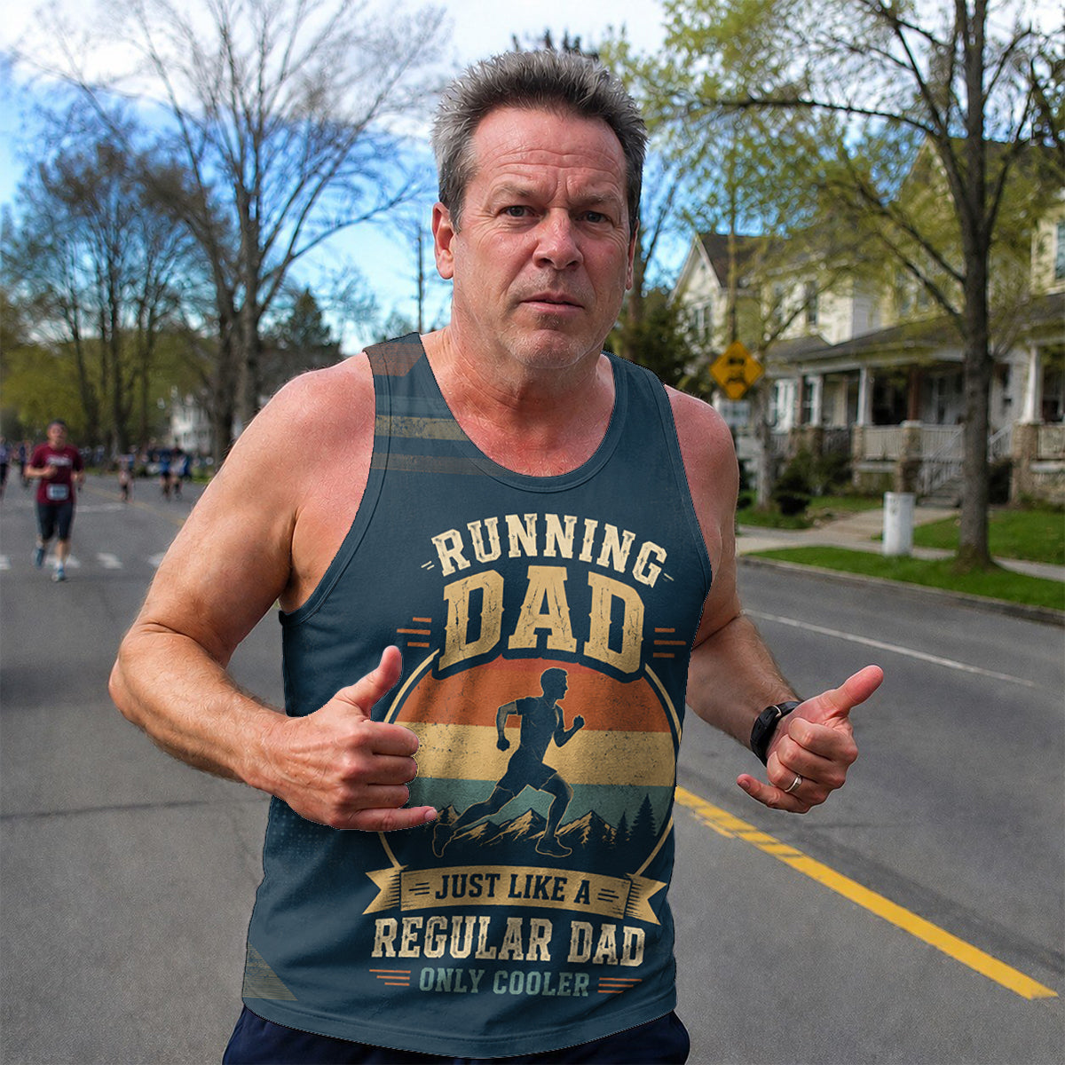 Funny Dad Running Tank Top Like Regular Dad Only Cooler Tech Singlet V2
