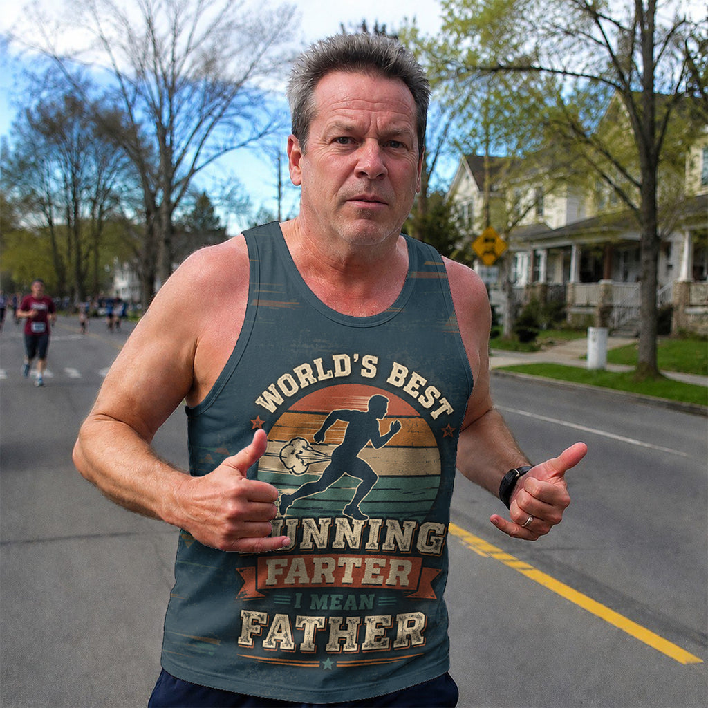 Funny Dad Running Tank Top World Best Farter Tech Singlet