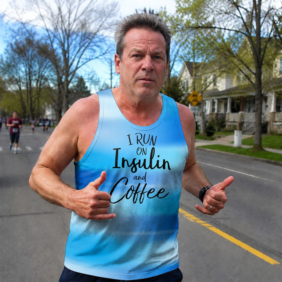 Diabetes Fighter Running Tank Top Run On Insulin and Coffee Running Singlet for Men and Women