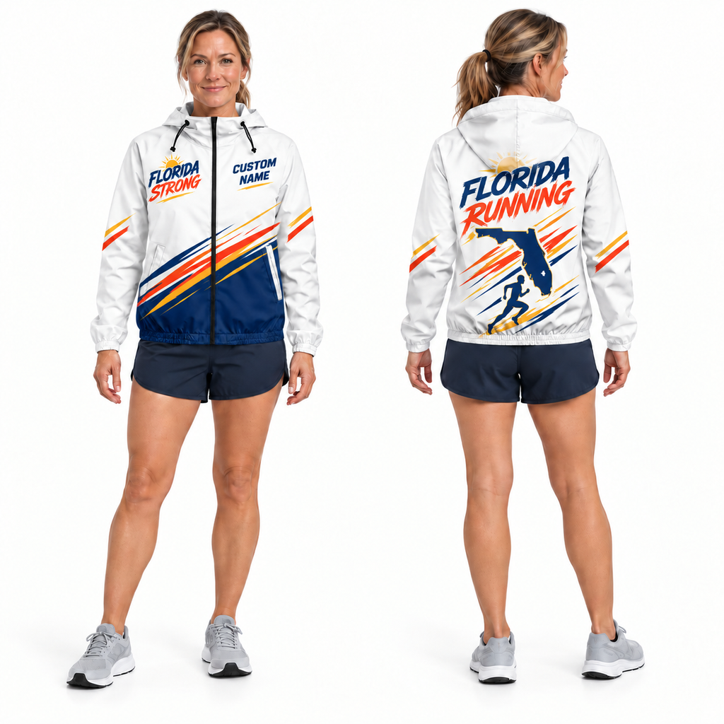 Custom Name Florida Strong Runner Florida Running Windbreaker Jacket