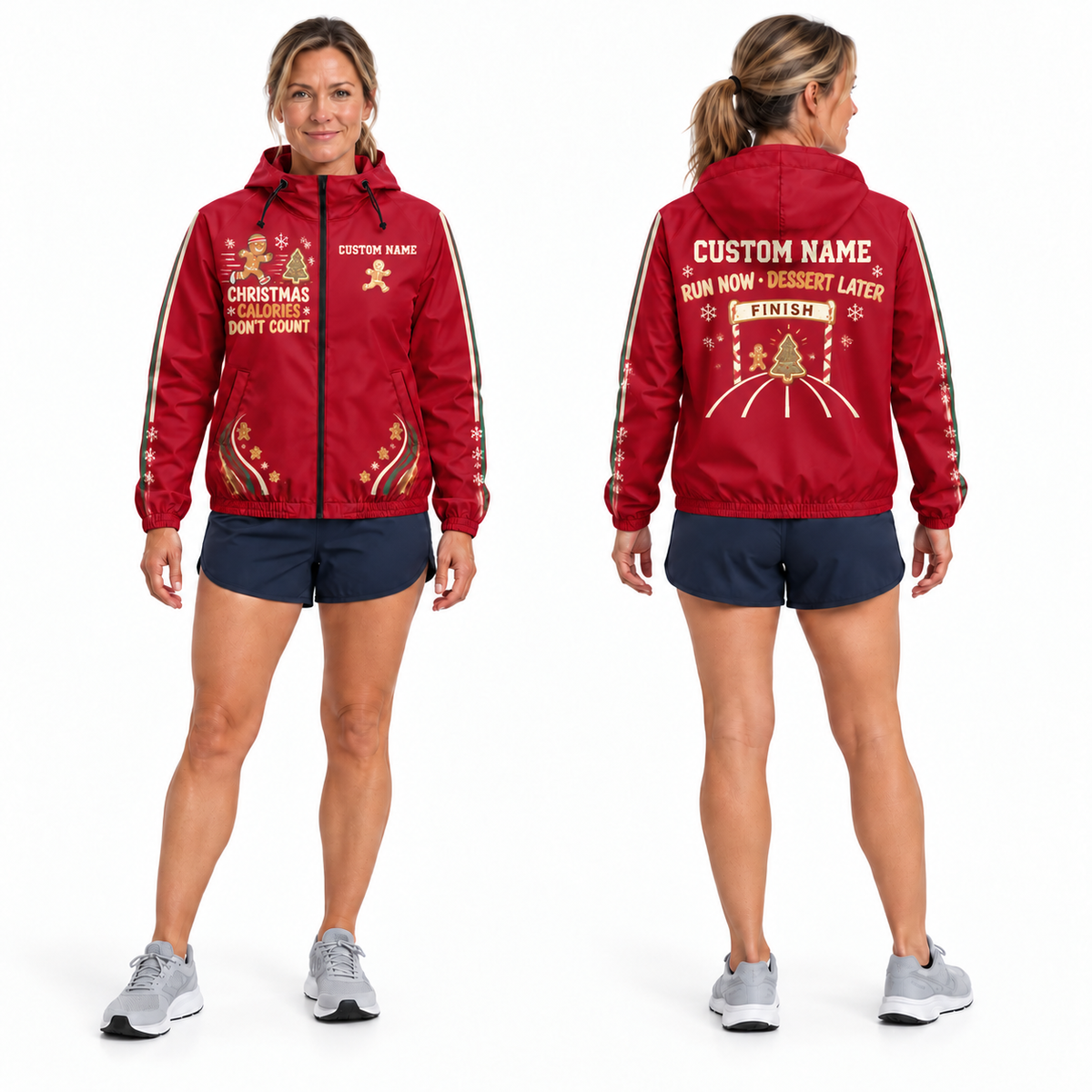 Custom Name Christmas Calories Don’t Count Running Windbreaker Jacket