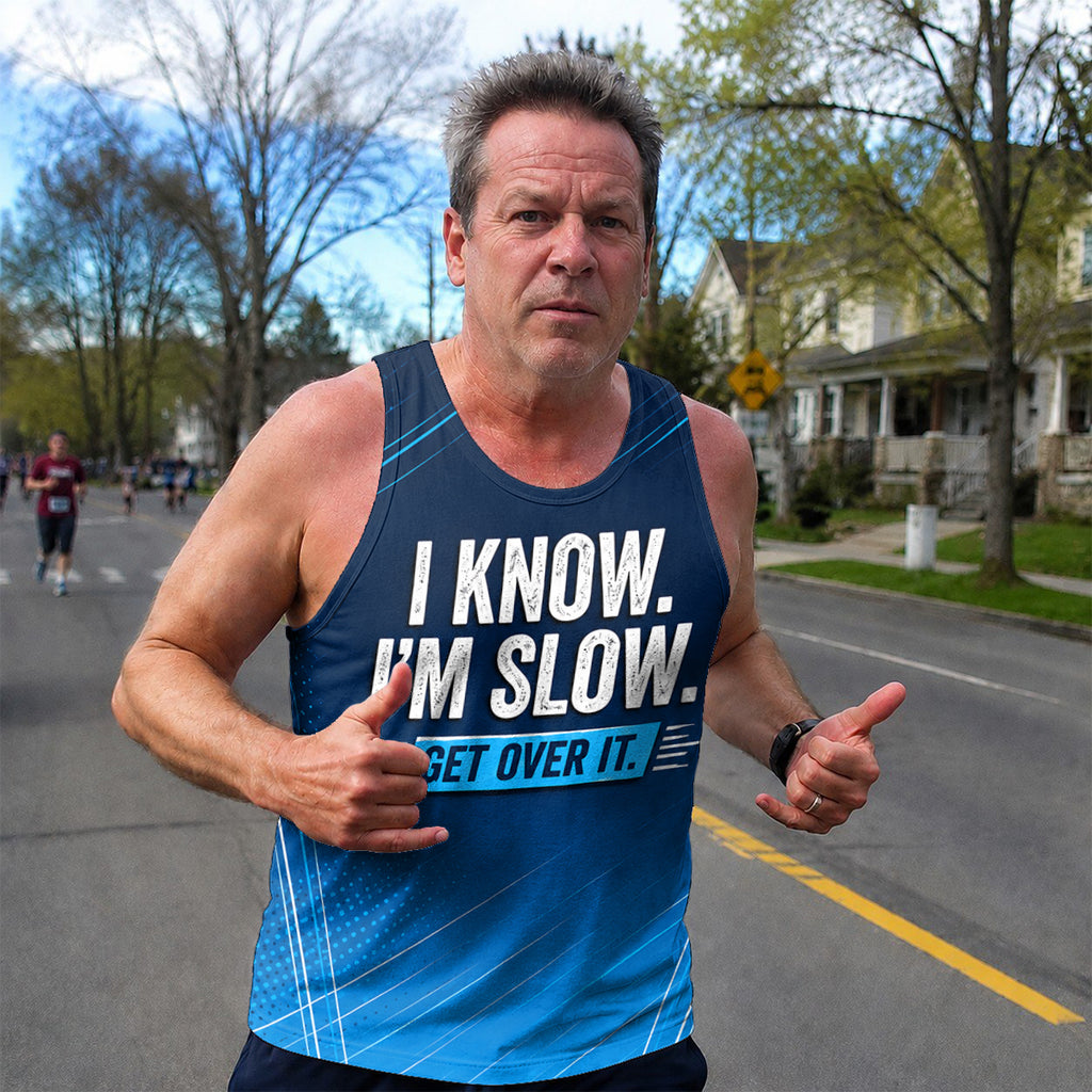 Funny Running Tank Top _ I am Slow Tech Running Singlet
