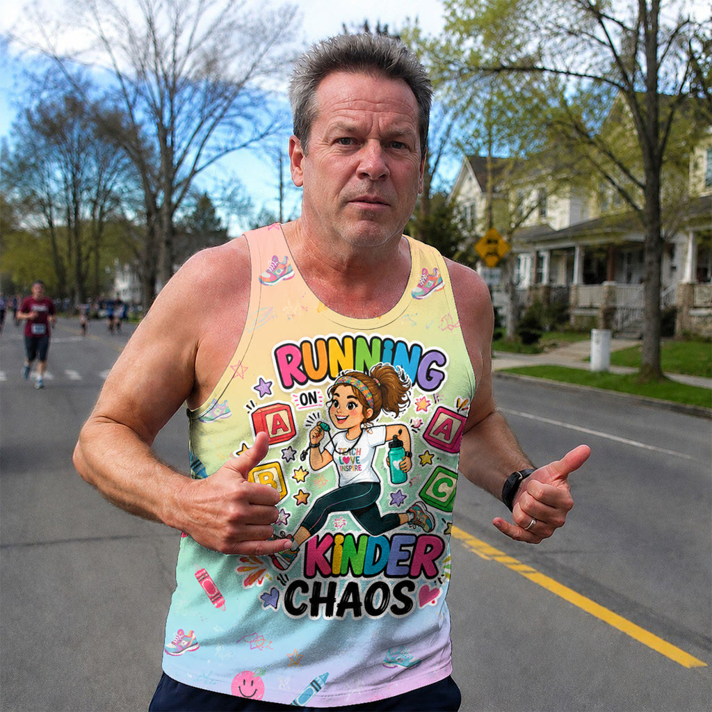 Teacher Running Tank Top Kindergarten Chaos Runner Tech Running Singlet