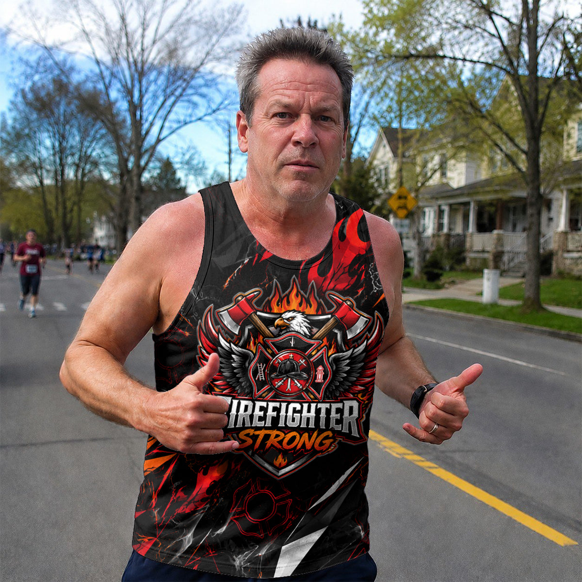 Men's Running Tank Top Firefighter Strong Eagle Running Singlet