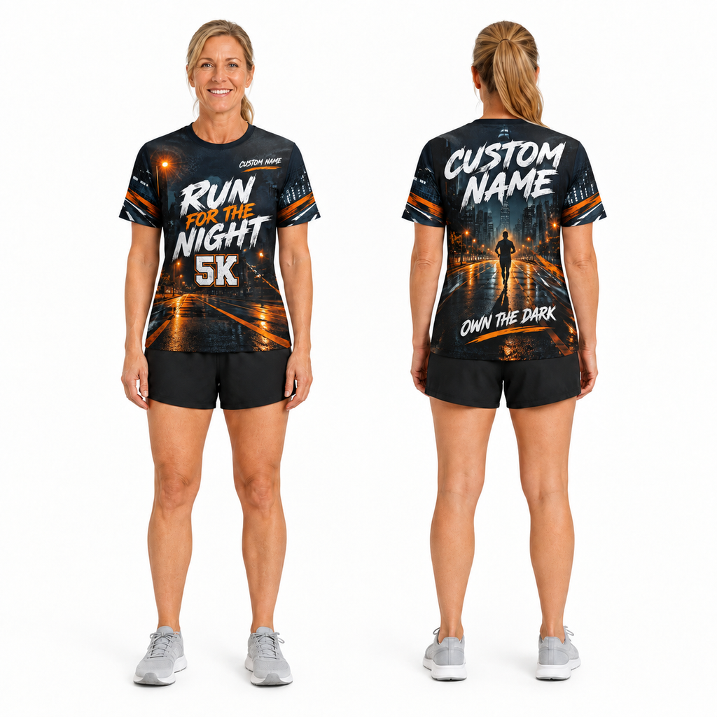 Custom Name Run for the Night 5K Halloween Tech Running T-Shirt